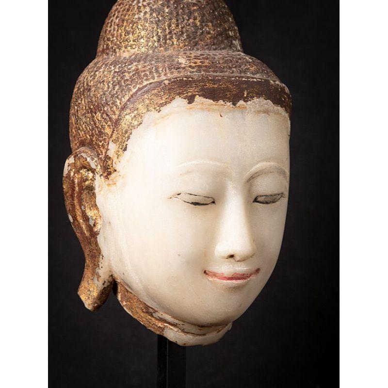 Special Antique Marble Burmese Buddha Head from Burma 5