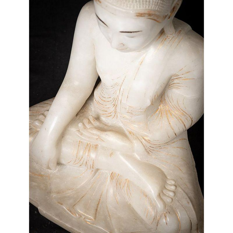 Special antique marble Mandalay Buddha statue from Burma For Sale 11