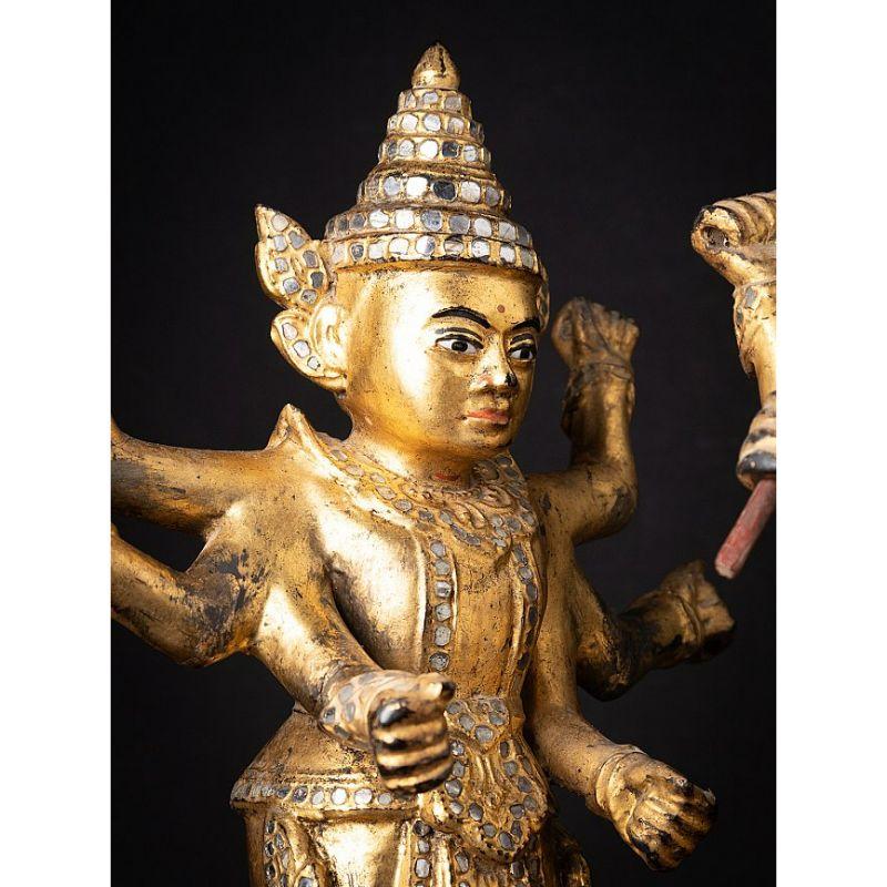Special Antique Pair of Burmese Nat Statues from Burma For Sale 5