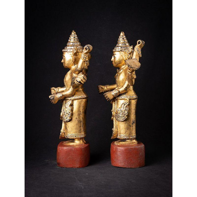19th Century Special Antique Pair of Burmese Nat Statues from Burma For Sale
