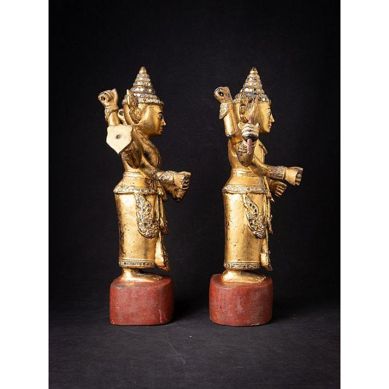 Special Antique Pair of Burmese Nat Statues from Burma For Sale 1