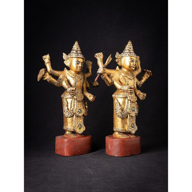 Special Antique Pair of Burmese Nat Statues from Burma For Sale 2