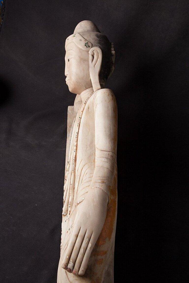 Special Antique Reclining Buddha Statue from Burma For Sale 12
