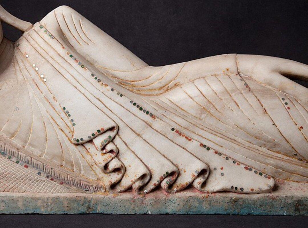 18th Century Special Antique Reclining Buddha Statue from Burma For Sale
