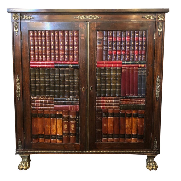 Special Antique Regency Rosewood Grain Painted Bookcase For