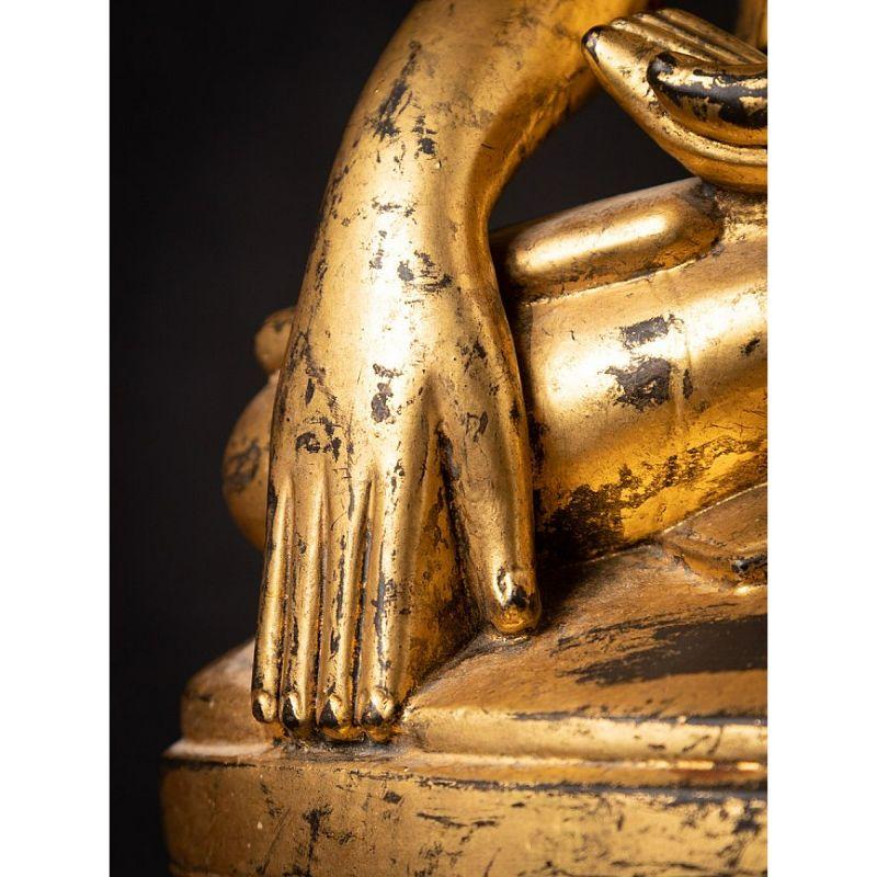 Special Antique Wooden Burmese Mon Buddha Statue from Burma 15