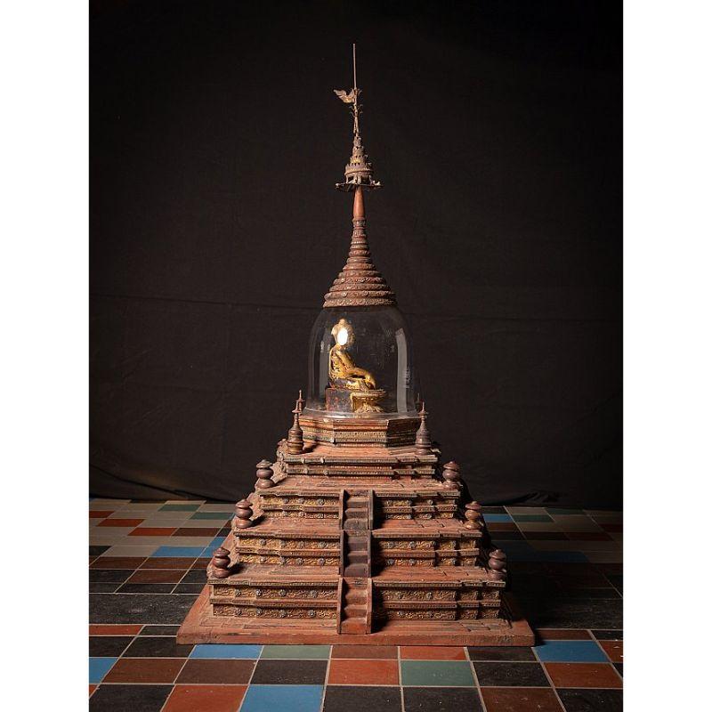 19th Century Special Antique Wooden Burmese Stupa from Burma For Sale