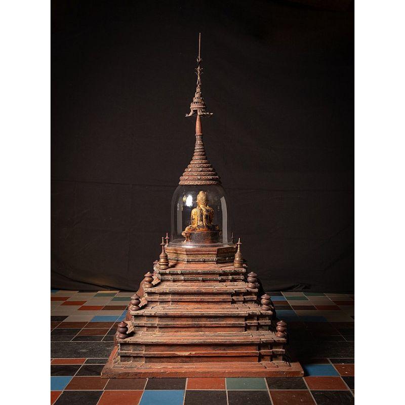 Special Antique Wooden Burmese Stupa from Burma For Sale 1