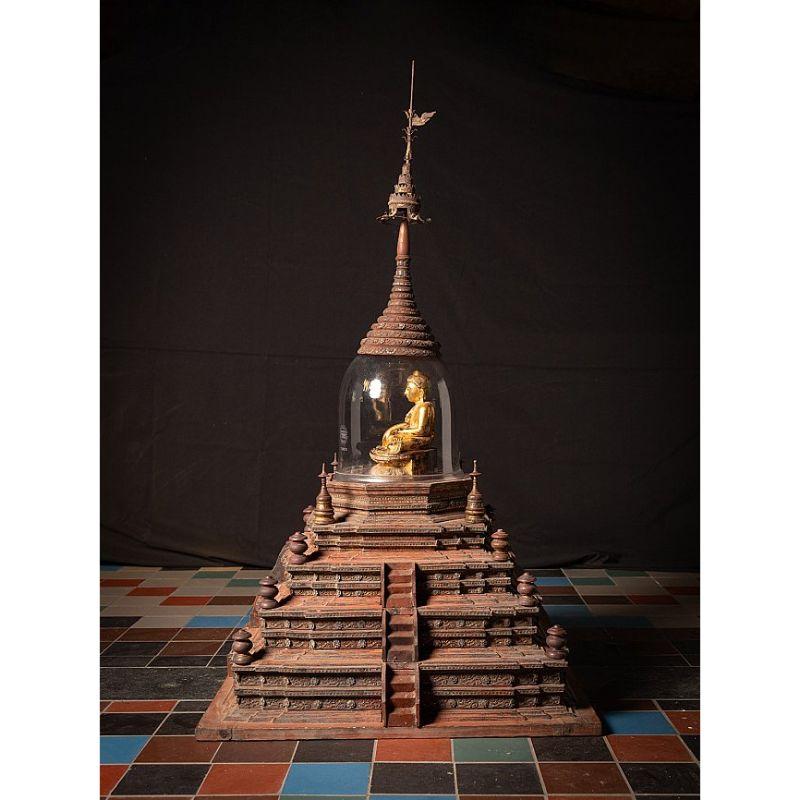 Special Antique Wooden Burmese Stupa from Burma For Sale 2