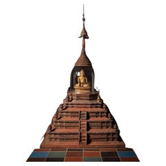 Special Antique Wooden Burmese Stupa from Burma