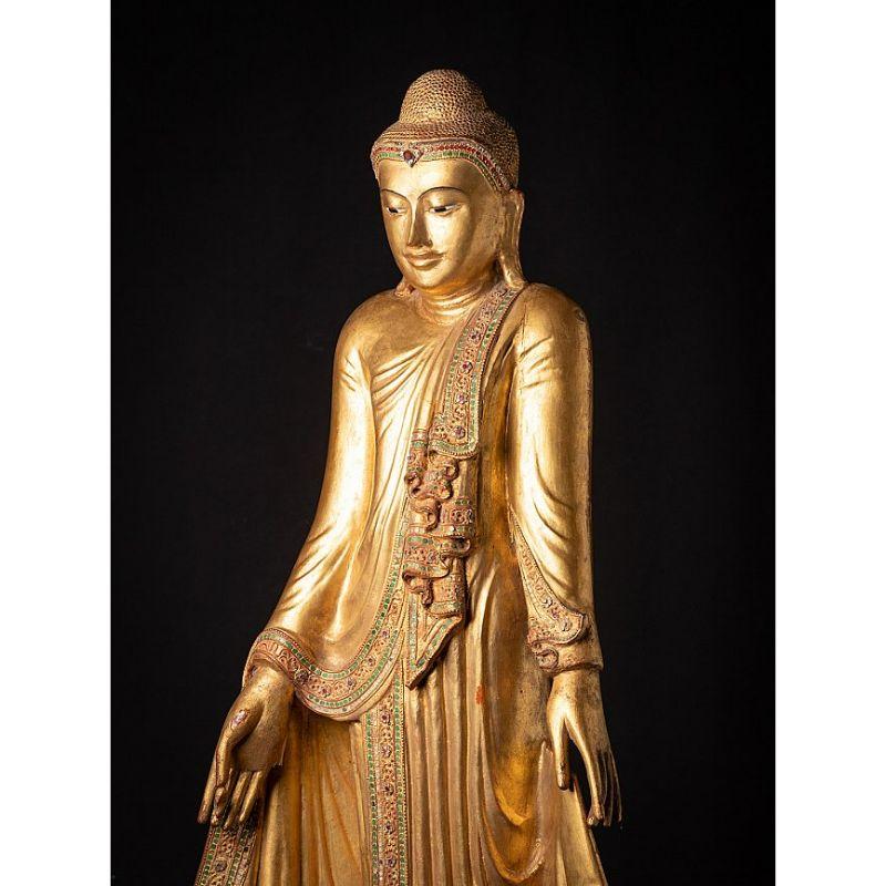 19th Century Special Antique Wooden Mandalay Buddha from Burma For Sale