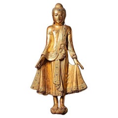 Spéciale statue de Bouddha Mandalay en bois ancien de Birmanie