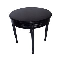 especial mesa redonda Art Déco negra con borde plateado