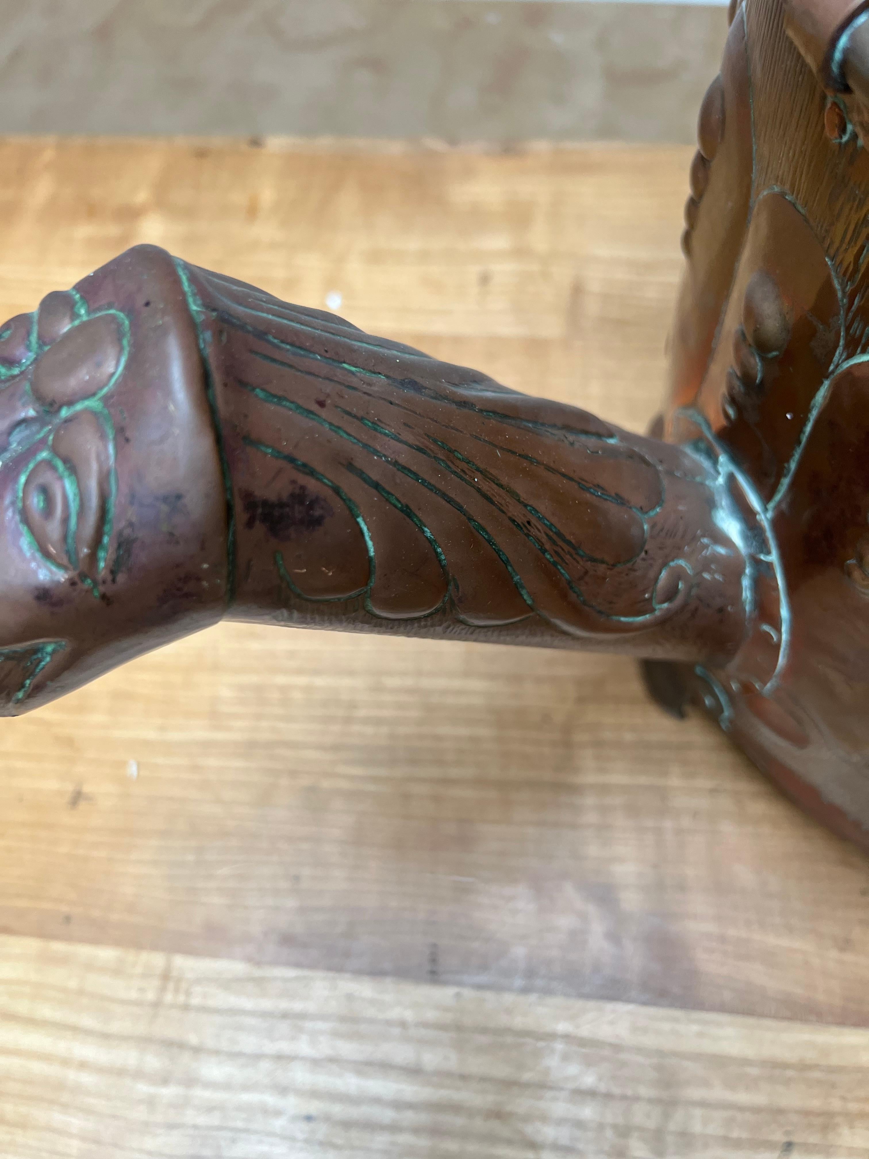 XVIIIe siècle Seau Arts & Crafts spécial en laiton et cuivre avec Cuillère et poignées en forme de canne à eau rare en vente