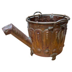 Special Arts & Crafts Brass / Copper Bucket w. Rare Watering Can Spout & Handles