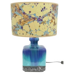 Special Blue Mid-Century Ceramic Lamp with a Beautiful Lamp Shade '50094'