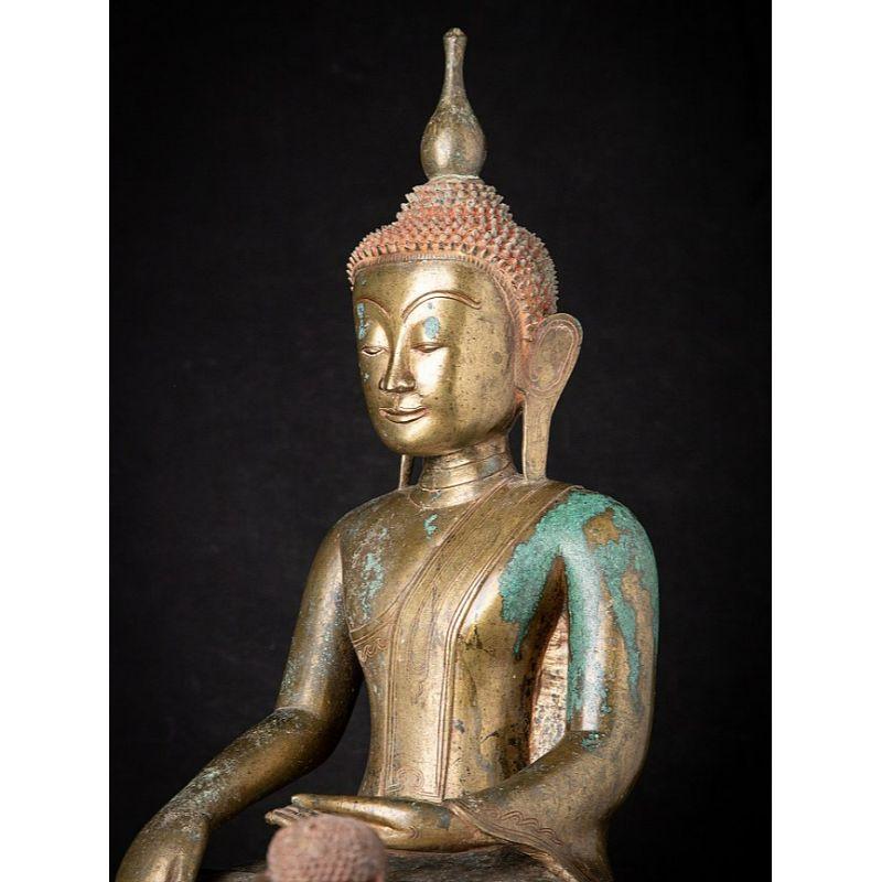 Wood Special Bronze Burmese Buddha Statue with Two Monks from Burma For Sale