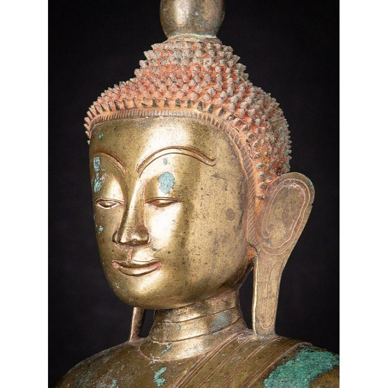 Special Bronze Burmese Buddha Statue with Two Monks from Burma For Sale 1