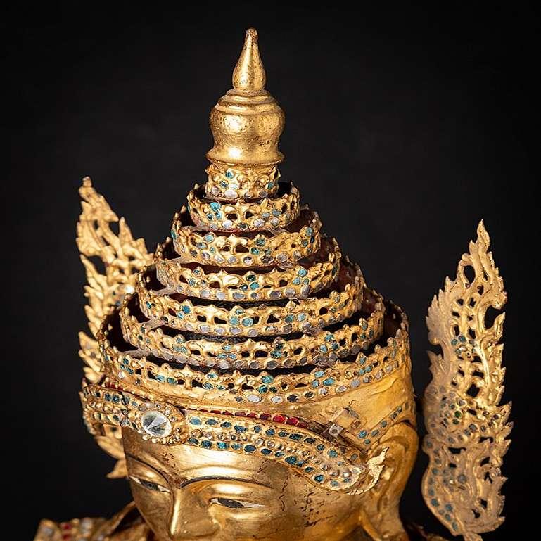 Special Burmese crowned Buddha statue from Burma For Sale 5