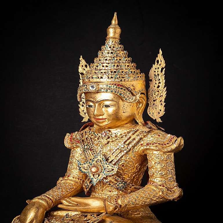 Special Burmese crowned Buddha statue from Burma For Sale 2