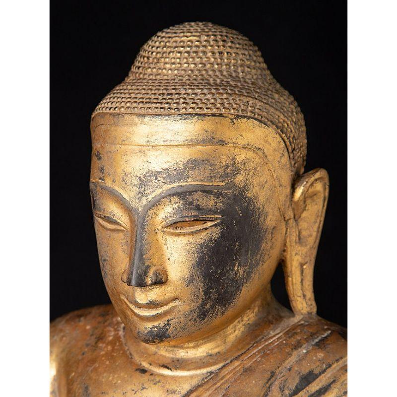 Special Burmese Wooden Buddha Statue from Burma For Sale 11