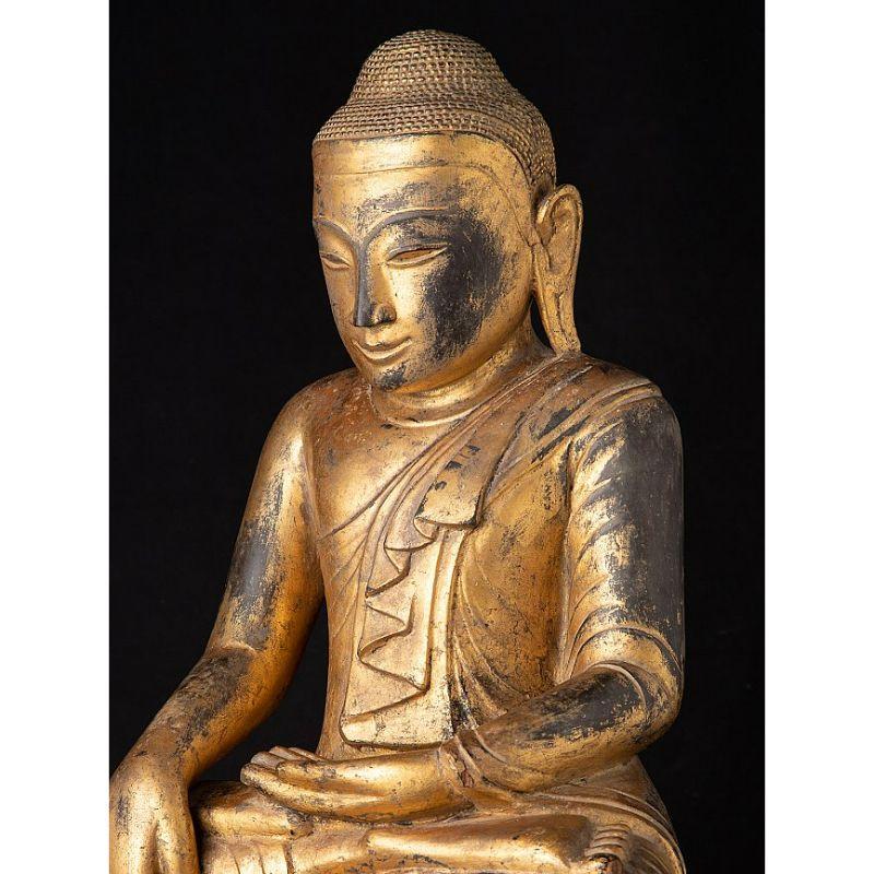 Special Burmese Wooden Buddha Statue from Burma For Sale 1