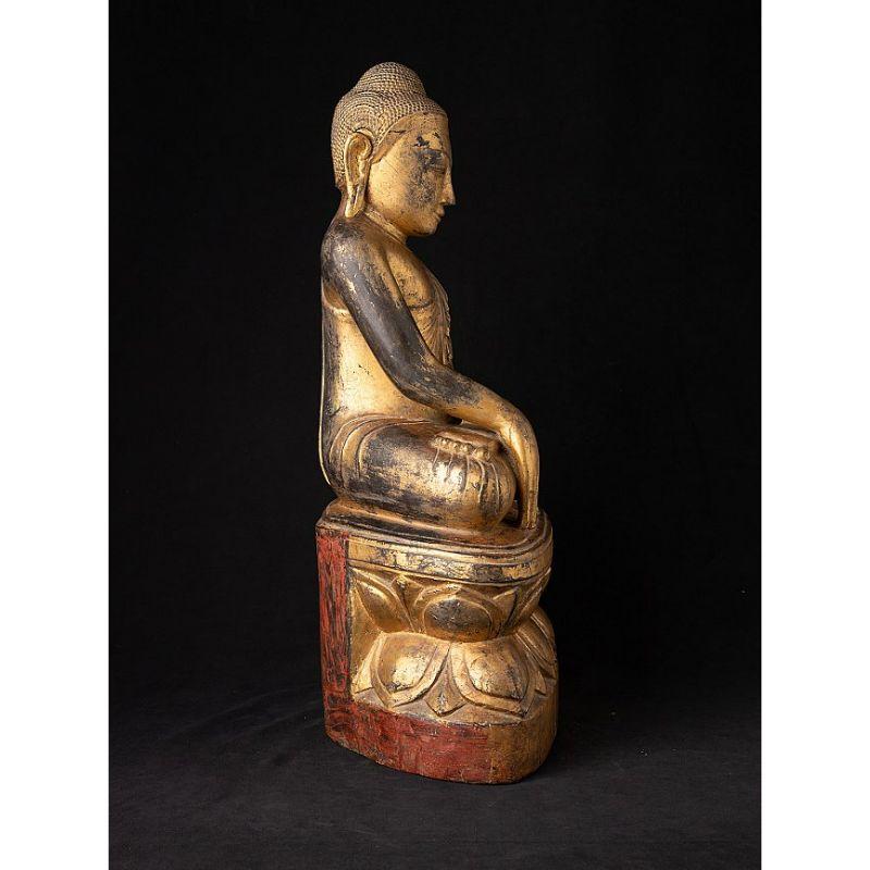 Special Burmese Wooden Buddha Statue from Burma For Sale 5