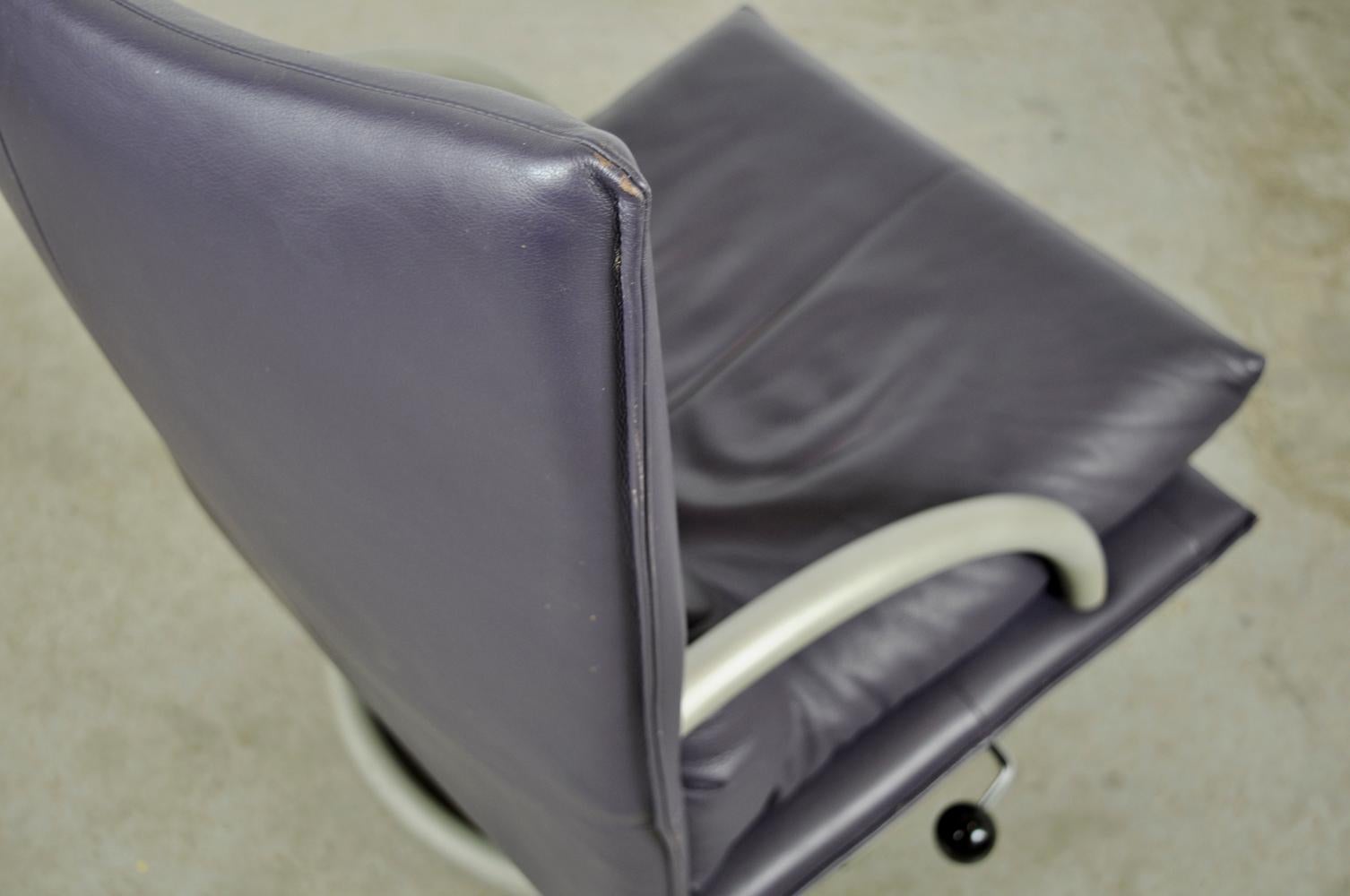 Special color leather lounge chair 418 Torino BMP by Rolf Benz, Germany 80s 4