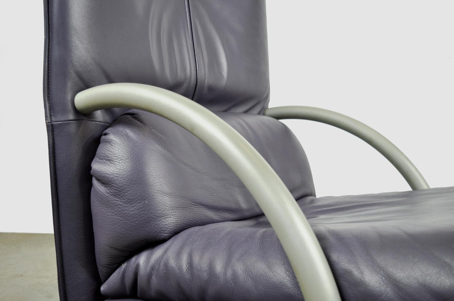 Special color leather lounge chair 418 Torino BMP by Rolf Benz, Germany 80s 6