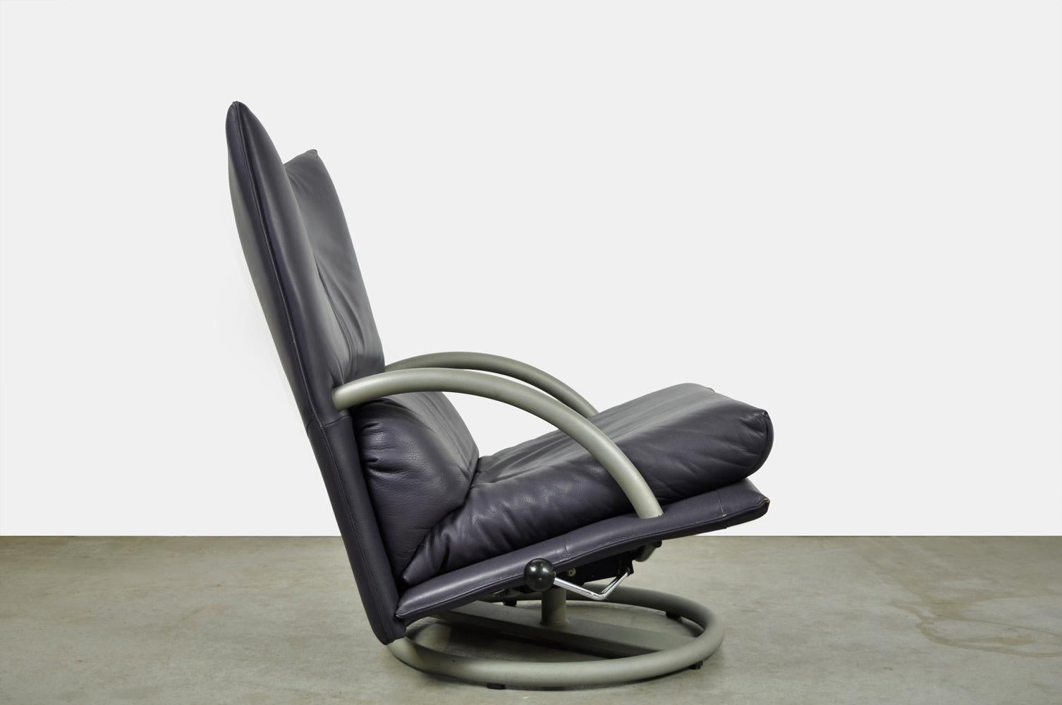 Special color leather lounge chair 418 Torino BMP by Rolf Benz, Germany 80s In Good Condition In Deventer, NL