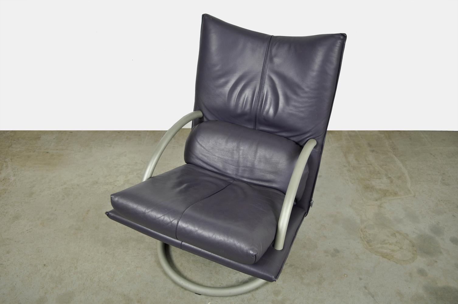 Special color leather lounge chair 418 Torino BMP by Rolf Benz, Germany 80s 1