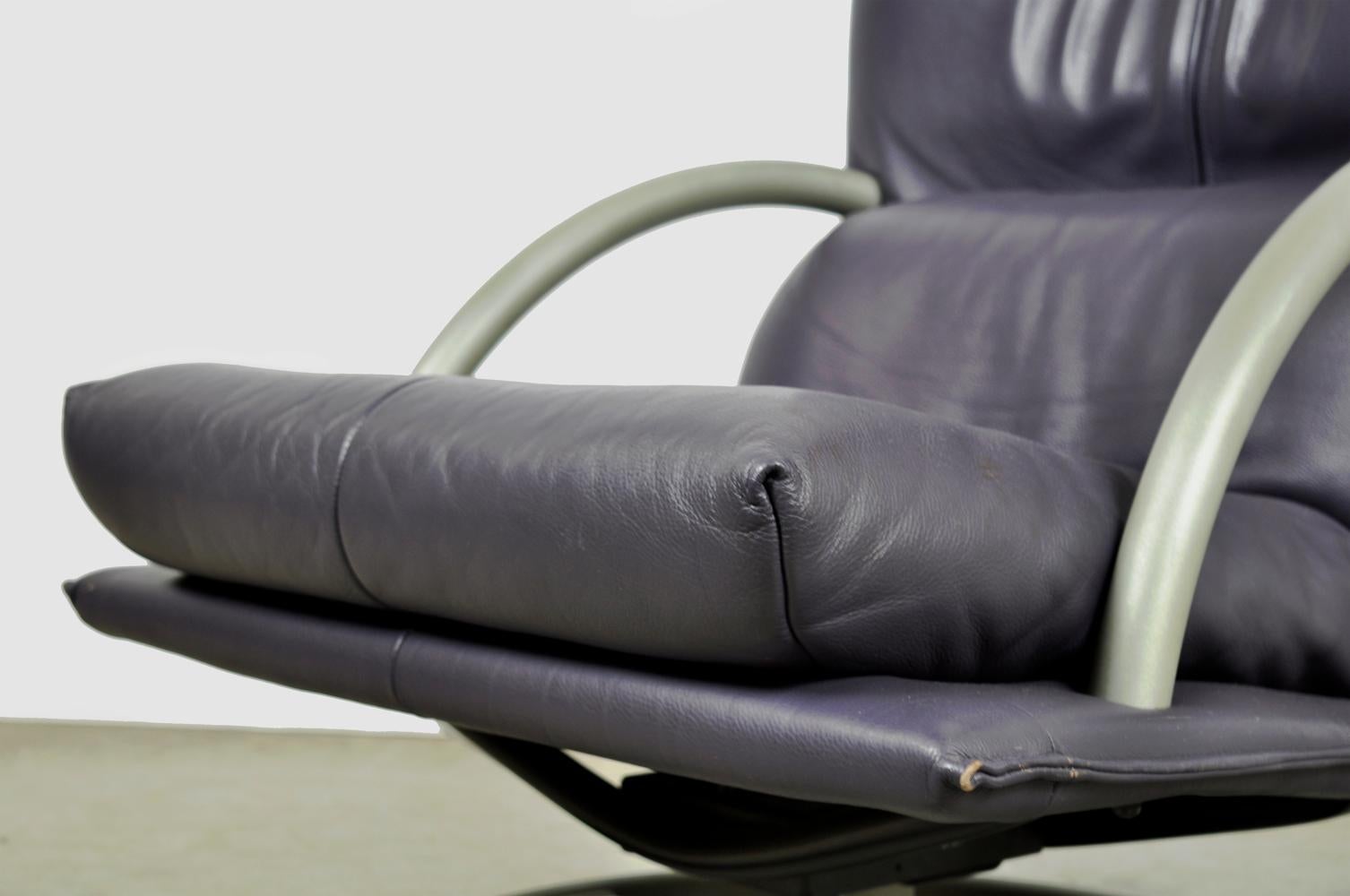 Special color leather lounge chair 418 Torino BMP by Rolf Benz, Germany 80s 2