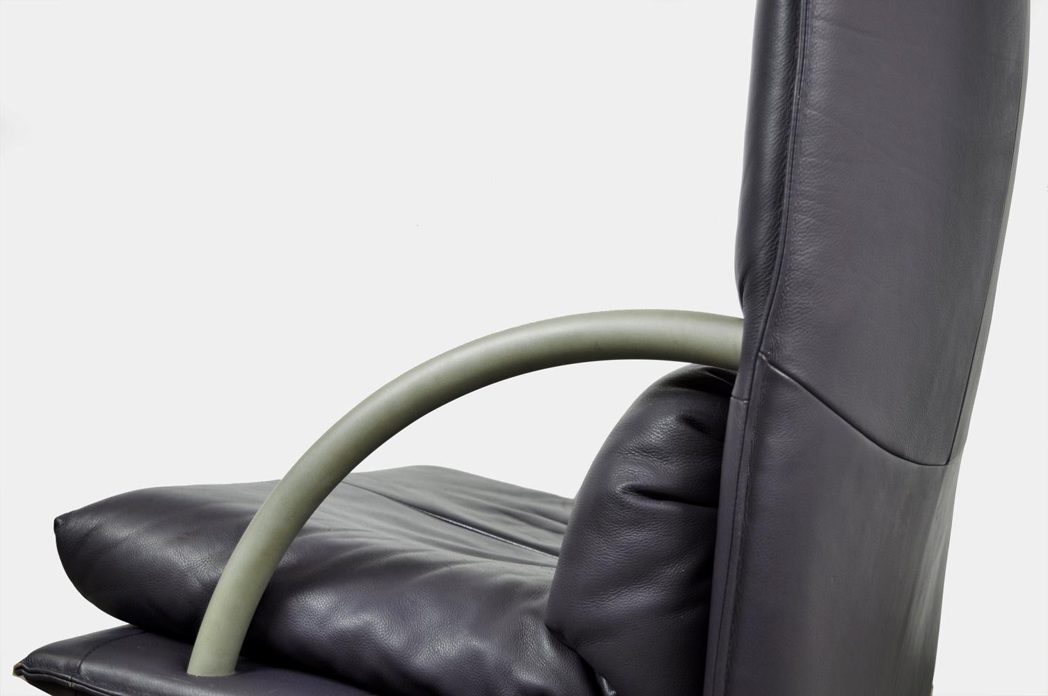 Special color leather lounge chair 418 Torino BMP by Rolf Benz, Germany 80s 3