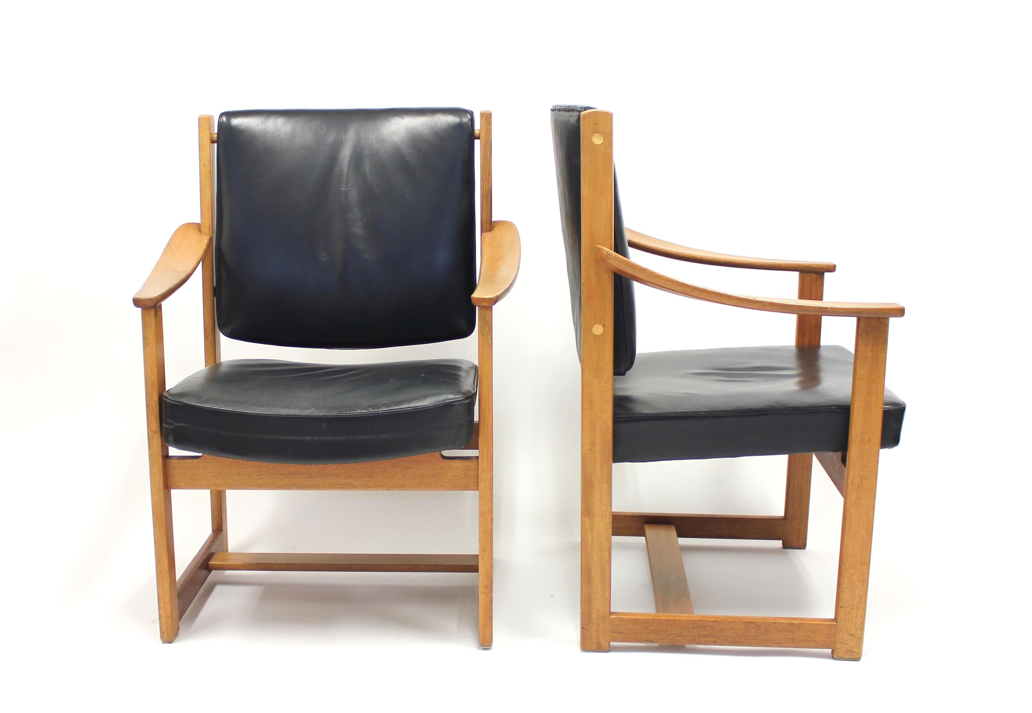 This pair of chairs were designed especially for the head office of The Swedish Engineering Compound (Sveriges Verkstadsförening) in Stockholm in the early 1960s. Anders Tengbom was the architect for the, quite well documented, building and some of