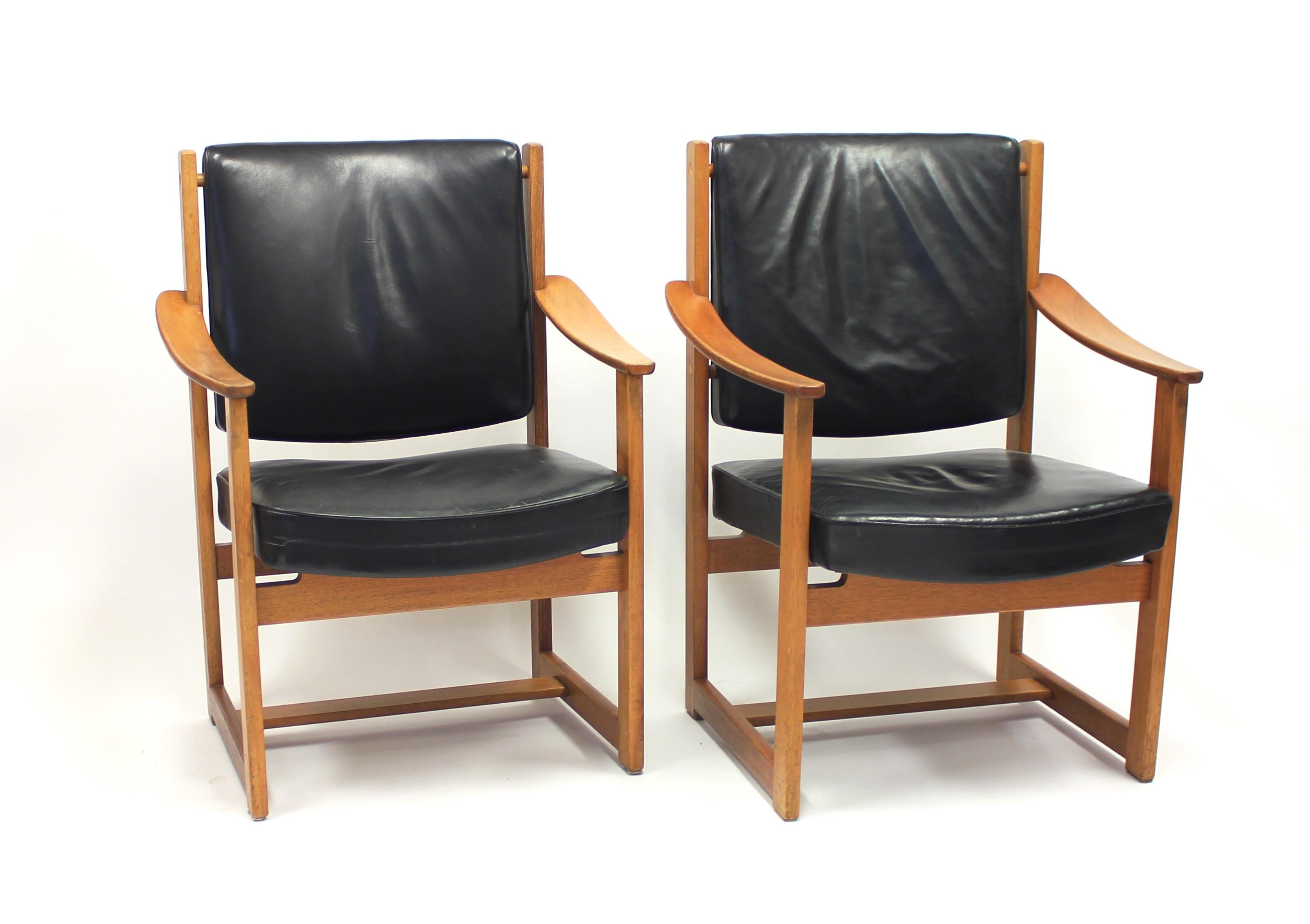 Leather Special Commission Armchairs by Sven Kai Larsen for NK, 1960s, Set of Two For Sale