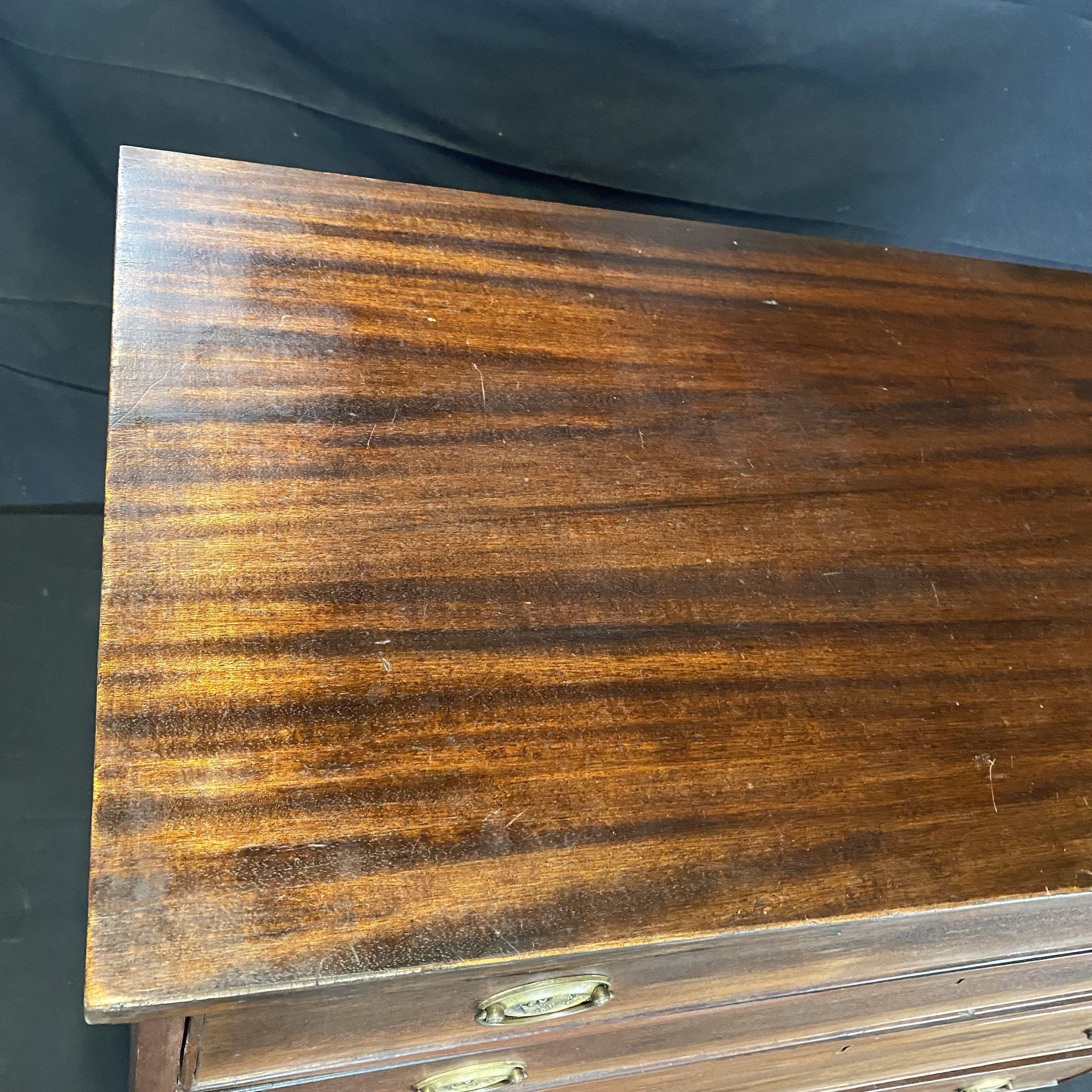 Brass Special Early 19th Century American Sheraton Mahogany Chest of Drawers For Sale