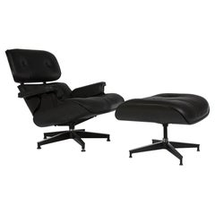 Special Edition All Black Herman Miller Tall Eames Lounge Chair and Ottom