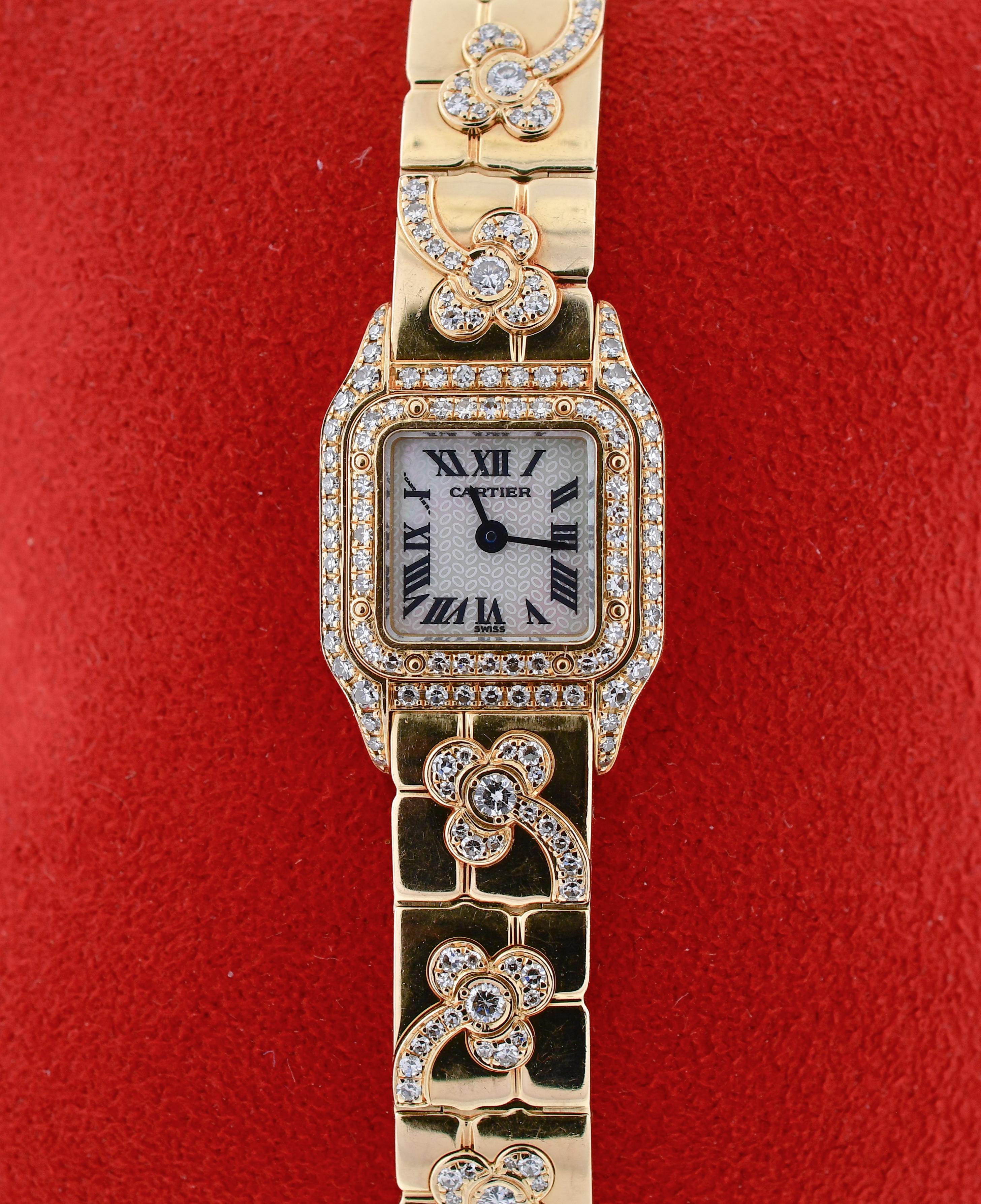 Round Cut Special Edition Cartier Panthere Mini Wristwatch For Sale