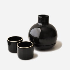 Special Edition Ceramic Carafe and Cups Bright Shine Black Jug Flower Vase Small