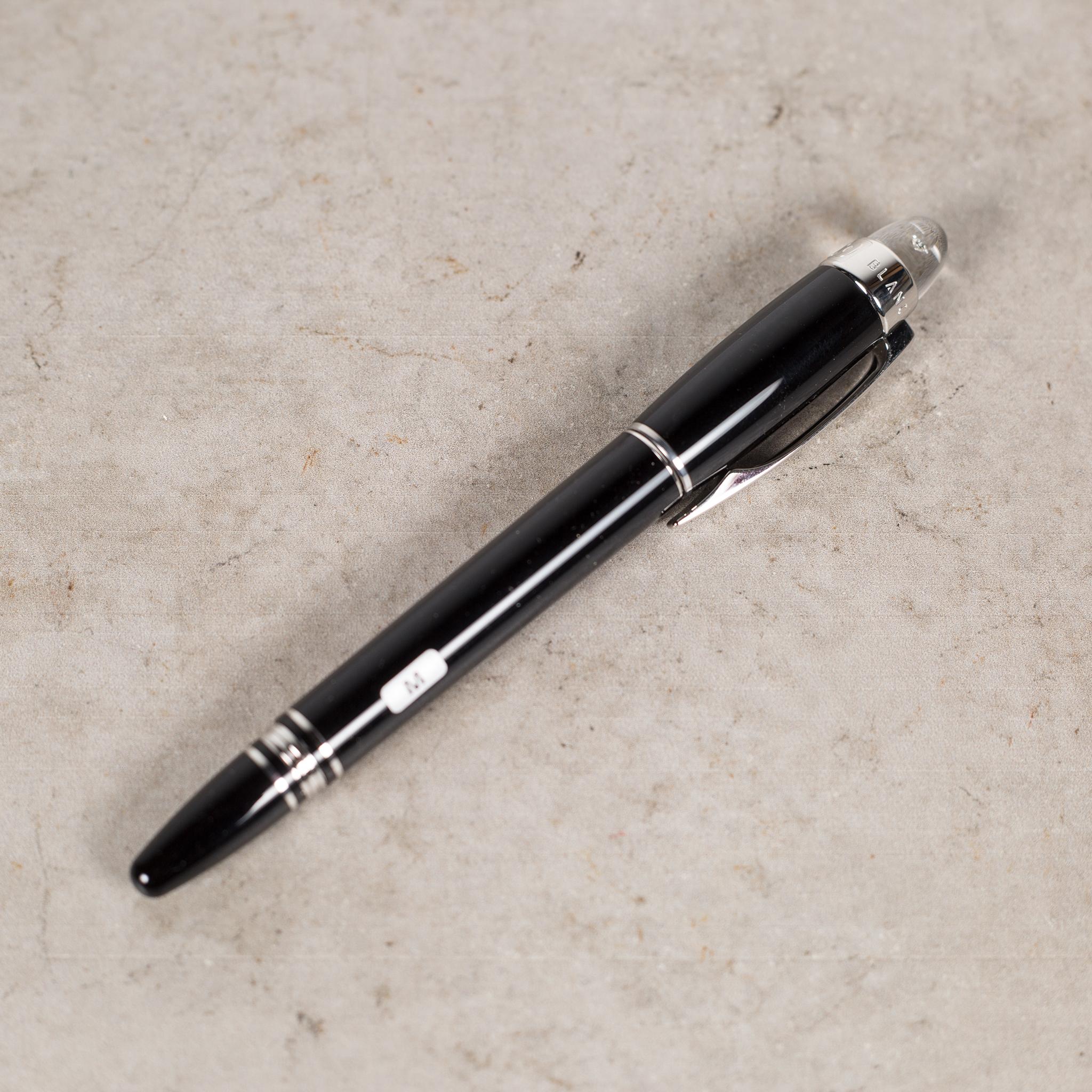 This limited edition fountain pen was released in 2006 to celebrate Montblanc’s 100th anniversary. The pen is made from precious black resin with platinum trims. The CAP top is set with a patented 43-point cut diamond in the shape of the Montblanc