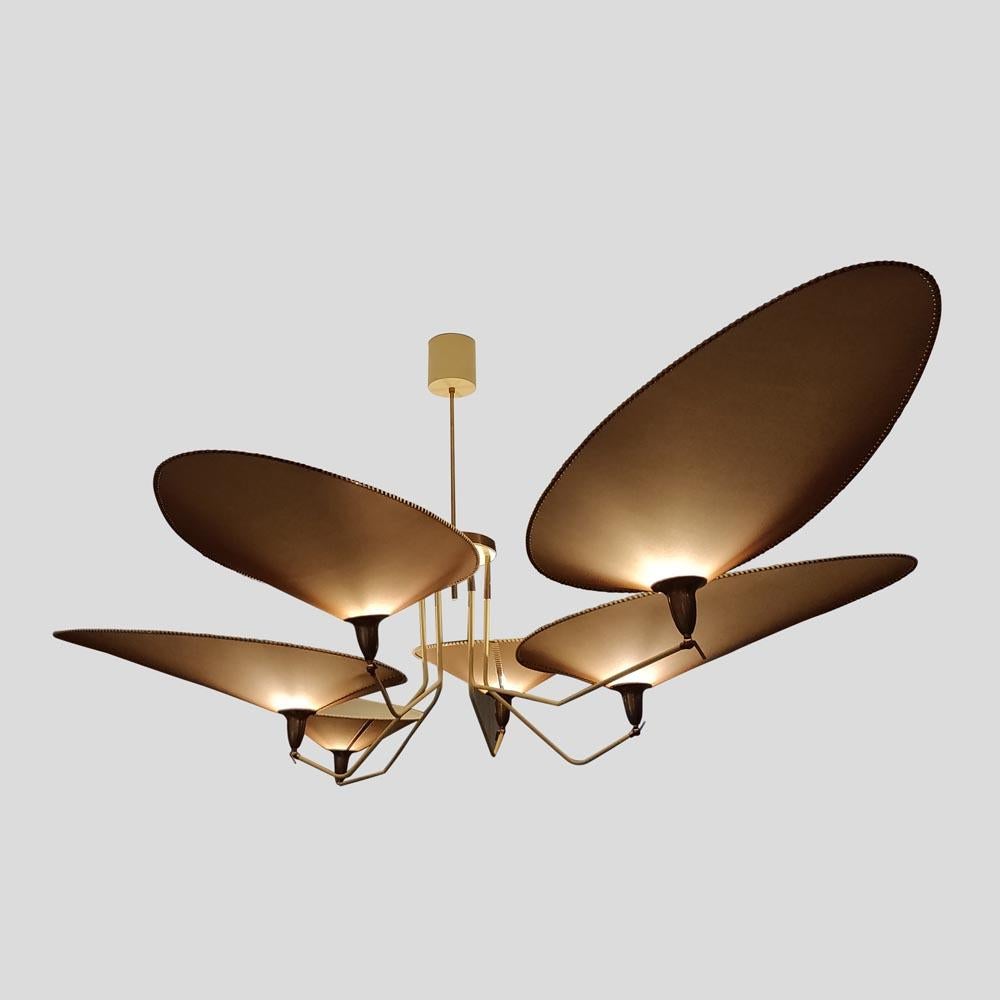 Special Edition Spider Ceiling Light brass silk Italian Design by Diego Mardegan For Sale 4