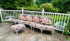 Special Edition Retro Woodard Wrought Iron Chantilly Rose Sofa Sectional