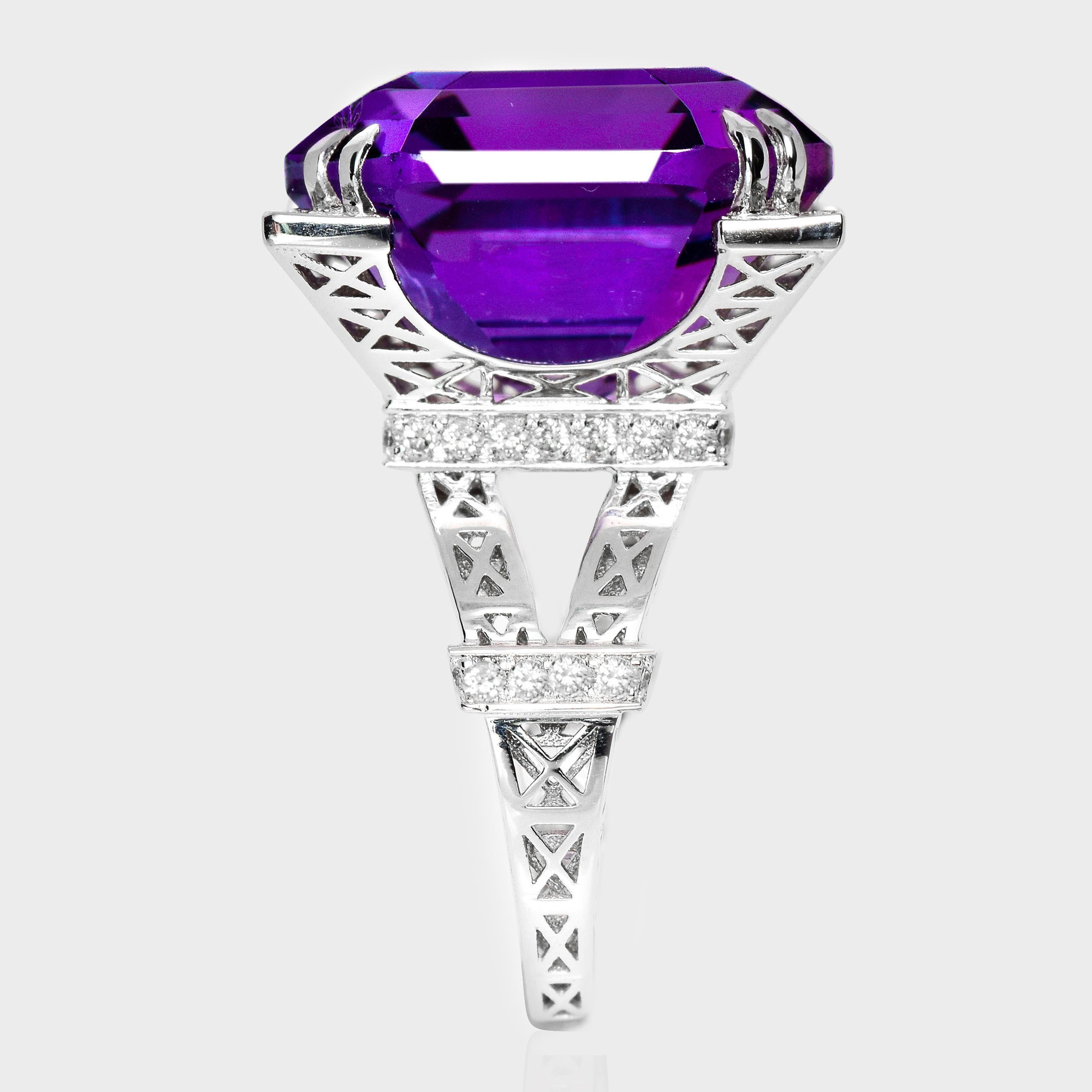 De las mujeres *Especial* Torre Eiffel IGI 14K 23,17 ct Amatista Diamantes Anillo de compromiso en venta