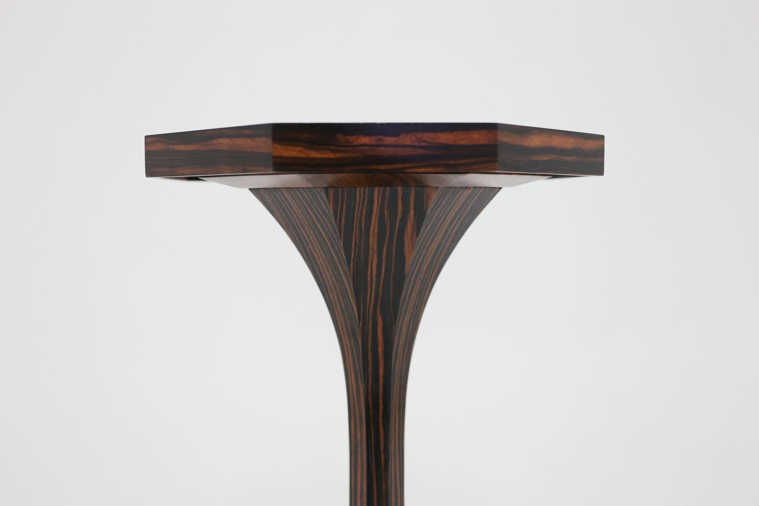 American Classical Special Faux Rosewood Pedestal with Octagonal Top Shown in Covered in Leather For Sale