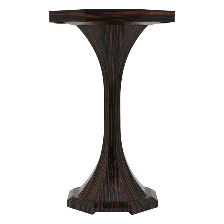 Special Faux Rosewood Pedestal with Octagonal Top Shown in Covered in Leather For Sale