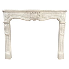 Special French Antique Carrara Marble Front Fireplace