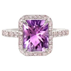 *Special* GCI 14K 2.80 ct Amethyst&0.52 ct Pink Diamond Antique Engagement Ring