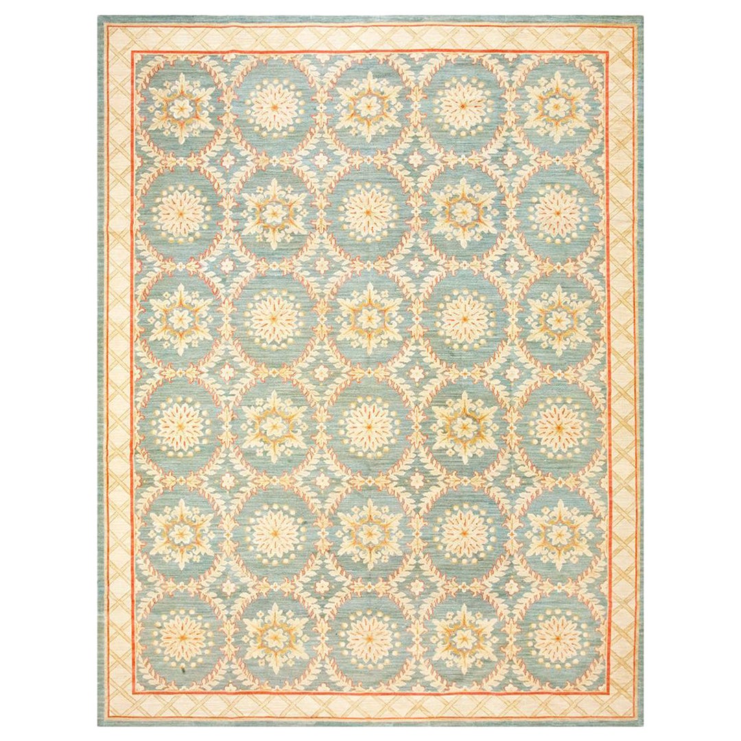 Special Geometric Pattern Gray-Yellow ColorHandmade Contemporary Needlepoint Rug