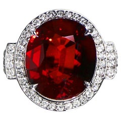 Special, GIA 14K 10.00 Ct Garnet&Diamonds Antique Art Deco Style Engagement Ring
