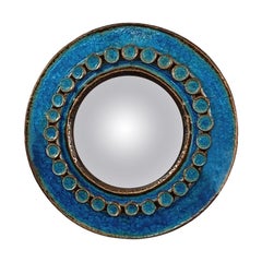 Special Glass Enameled Ceramic Turquoise Mirror, Gyula Végvári
